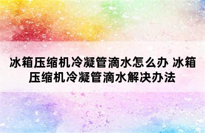 冰箱压缩机冷凝管滴水怎么办 冰箱压缩机冷凝管滴水解决办法